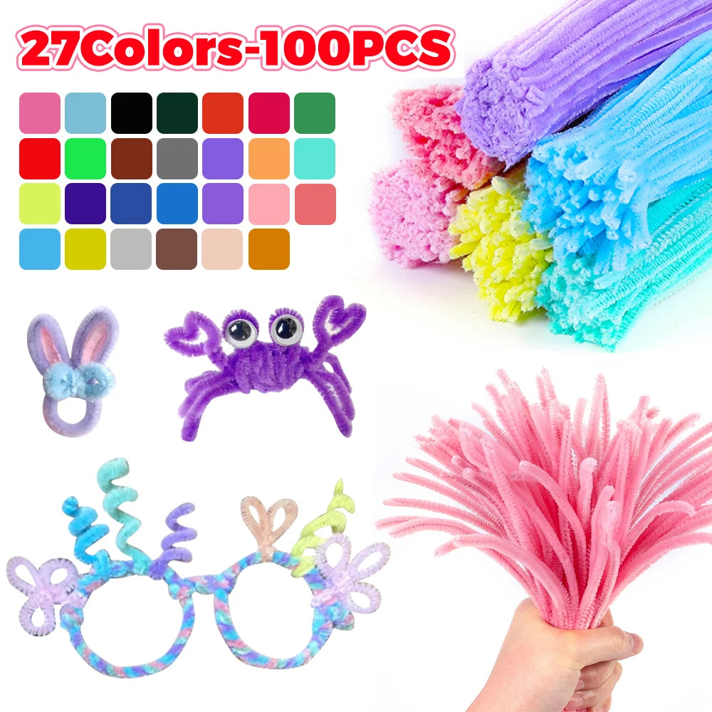 CraftyPipes Chenille Stem Set – 40/100 Pcs Colorful Pipe Cleaners